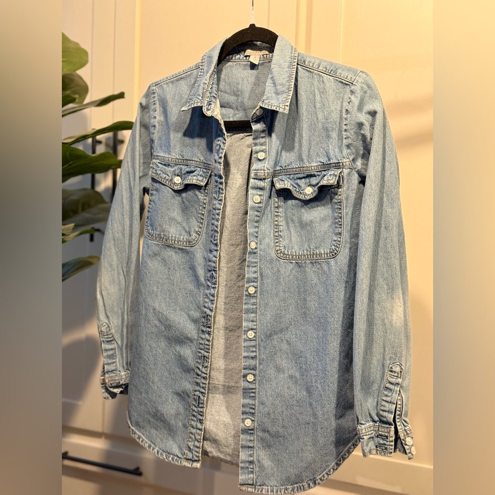 Charlotte Russe Medium Wash Denim Button Down Shirt